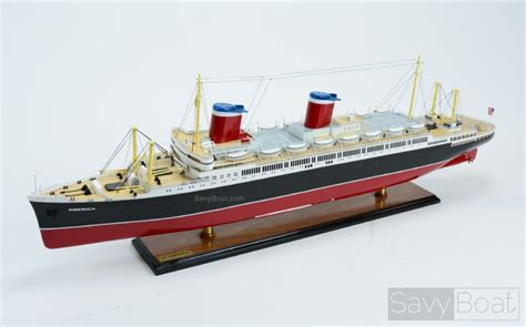 SS AMERICA Ocean Liner Handmade Wooden Ship Model | SavyBoat