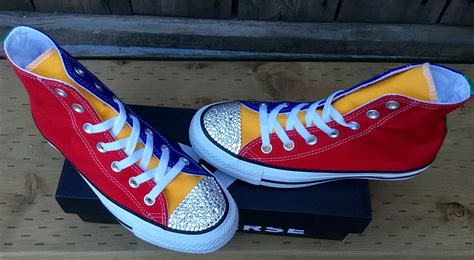 Color Block Converse Multicolor High Tops Canvas Blue Green Red Yellow ...