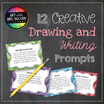 12 Creative Drawing and Writing Prompts (Task Cards) by Art With Mrs Nguyen