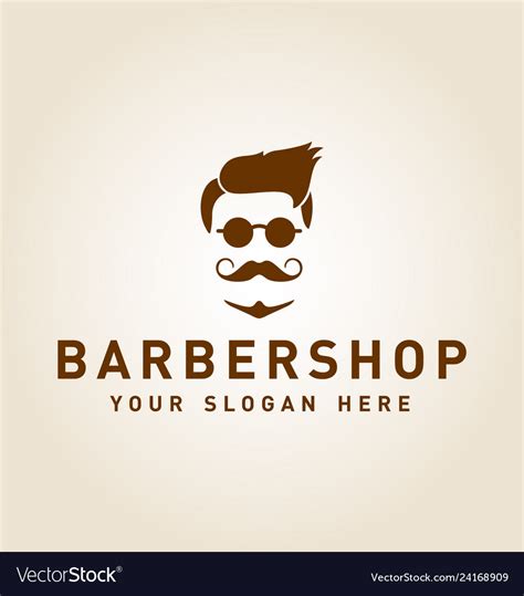 Barbershop mustache logo design inspiration Vector Image