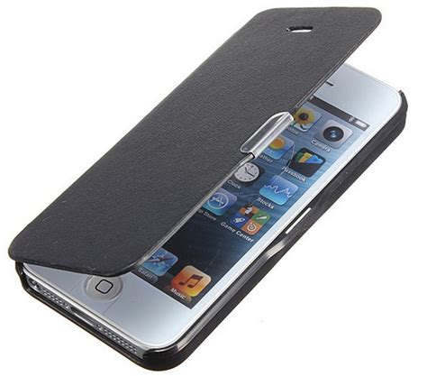 Apple iPhone 5 5S Synthetic Leather Flip Case Cover with Magnetic Lock BLACK at Best Prices ...