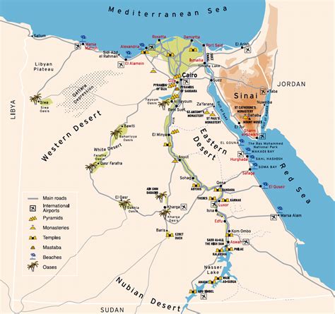 Large travel map of Egypt | Egypt | Africa | Mapsland | Maps of the World