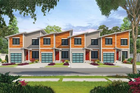 Modern 4-Plex House Plan with 3 Bedroom Units - 42600DB | Architectural Designs - House Plans