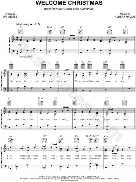 "Welcome Christmas" from 'How the Grinch Stole Christmas [1966]' Sheet Music in C Major ...