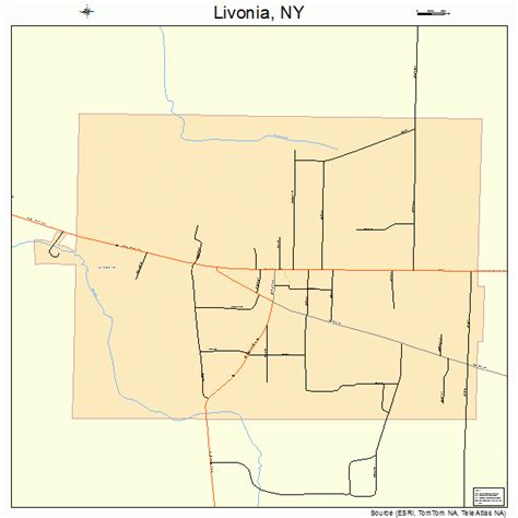 Livonia New York Street Map 3642950