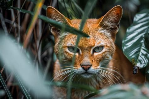 Premium Photo | Majestic African Golden Cat Peering Through Lush Greenery in Natural Habitat