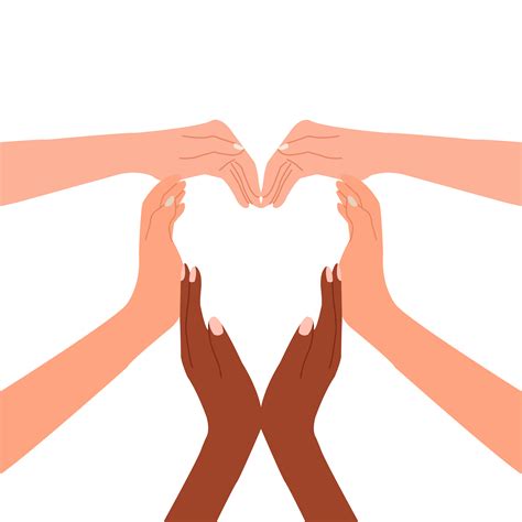 Multiracial hands together forming a heart 1185298 Vector Art at Vecteezy