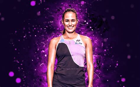 Download wallpapers Monica Puig, 4k, Puerto Rican tennis players, WTA, violet neon lights ...