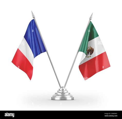 Mexico and France table flags isolated on white 3D rendering Stock ...