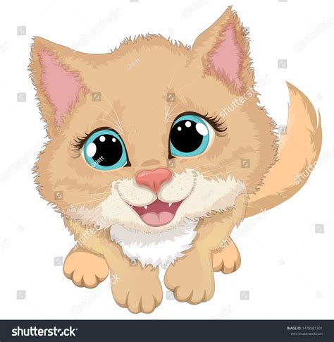 Cute Happy Cat Smilingcartoon Vector Illustration Stock Vector (Royalty ...