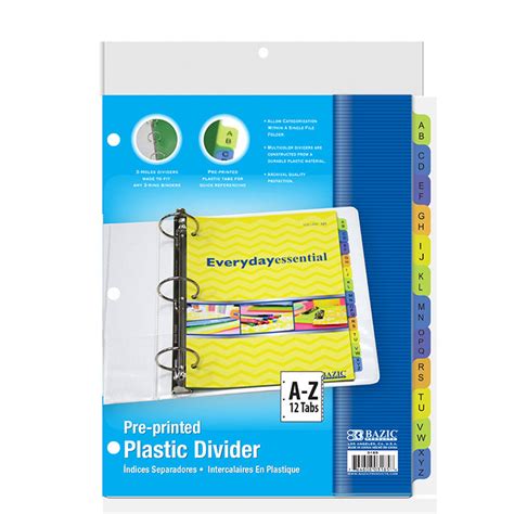 3-Ring Binder Dividers w/ 12-Preprinted A-Z Tab - Cadmus Goods