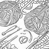 Knitting Tools And Yarn Coloring Page 55793 44131 sketch template