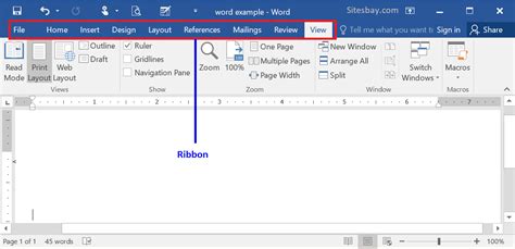 MS-Word Ribbon and Tabs