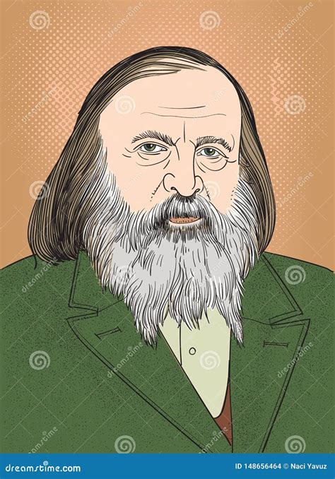 Dmitri Mendeleev Portrait in Line Art Illustration. Editorial Stock Image - Illustration of ...