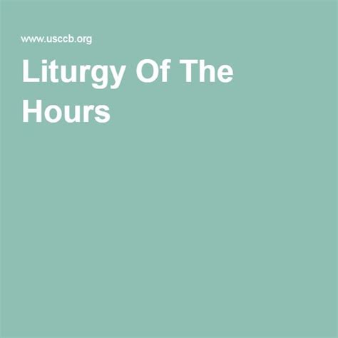 Liturgy Of The Hours Printable