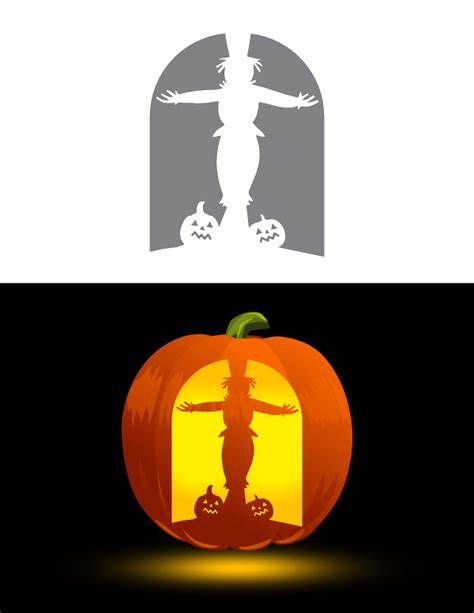 Printable Scarecrow and Pumpkins Pumpkin Stencil