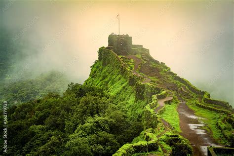 View of Shivaji's pratapgarh fort near mahabaleshwar, maharashtra ...