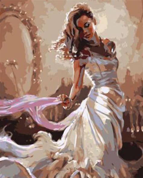 White dress bride By Numbers Modern Wall Art Handpainted Oil Painting On Canvas For Home Decor ...