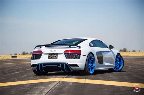 Extraordinary White Audi R8 Sitting on Blue Custom Rims — CARiD.com Gallery