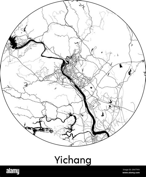 City Map Yichang China Asia vector illustration black white Stock ...