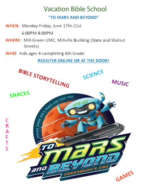 To Mars and Beyond – VBS 2019 | Mill-Green United Methodist Church