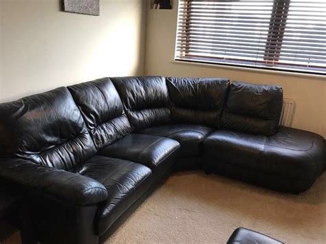 Dfs large black leather corner sofa | in Romney Marsh, Kent | Gumtree