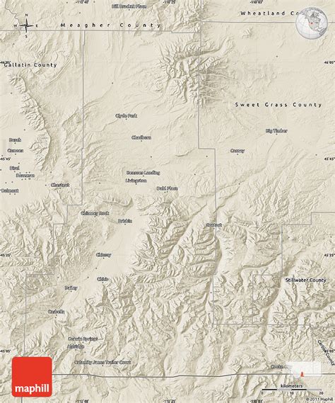 Shaded Relief Map of Park County