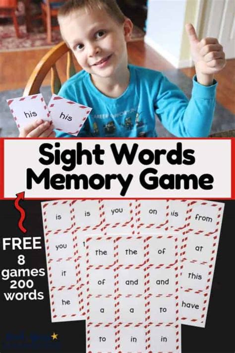 Sight Word Memory Game Printable