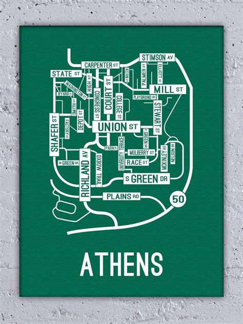 Athens, Ohio Street Map Poster | Athens ohio, Ohio map, Athens