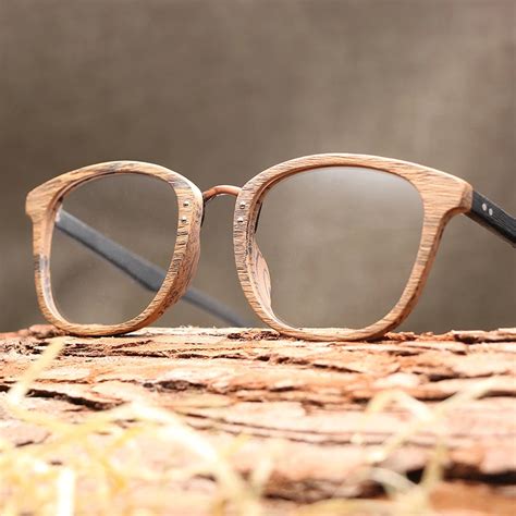 Wooden Grain Eyeglass Frames Men Optical Plain Glasses Women Full Frame ...