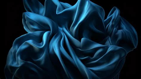 Blue Silk Against The Dark Background, 3d Abstract Twisted Piece Of ...