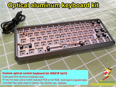 Custom optical switch keyboard kit, 60% optical aluminum mechanical keyboard kit