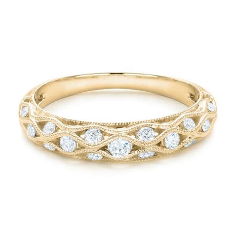 18k Yellow Gold Vintage Diamond Wedding Band #102531 - Seattle Bellevue | Joseph Jewelry