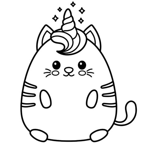 🖍️ Gato kawaii - Dibujo para Colorear Gratis para Imprimir - Pupla.com