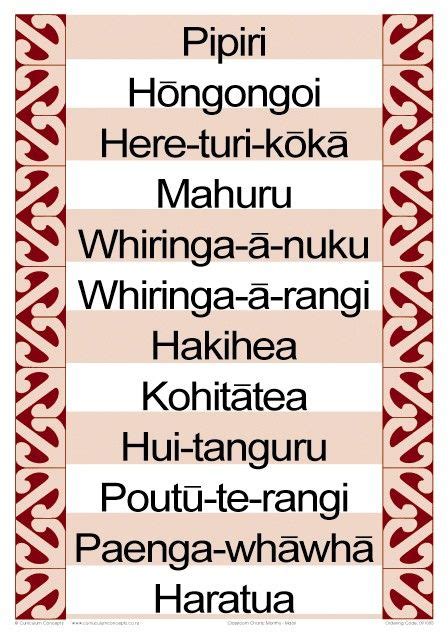 Months of the Year Maori Chart | Months in a year, Te reo maori resources teaching, Learn a new ...