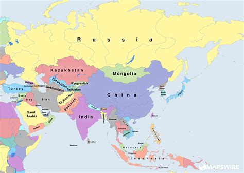 Free Political Maps of Asia – Mapswire.com