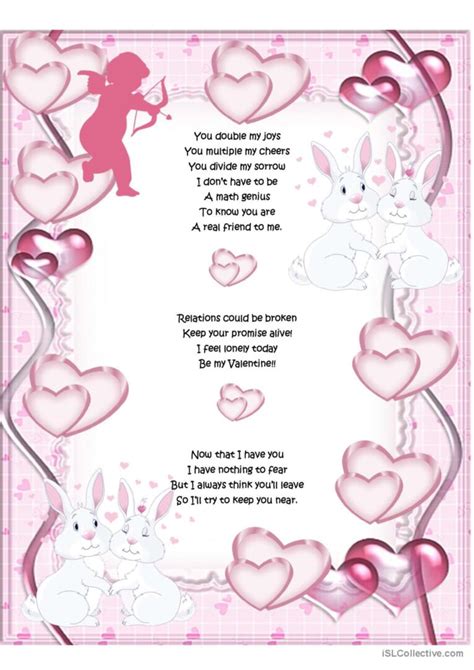 Valentine Poems 3: English ESL worksheets pdf & doc