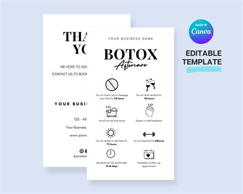 Botox Aftercare Botox Aftercare Card Botox Template Botox - Etsy Australia