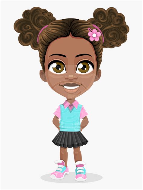 African American School Girl Cartoon Vector Character - Cartoon Little ...