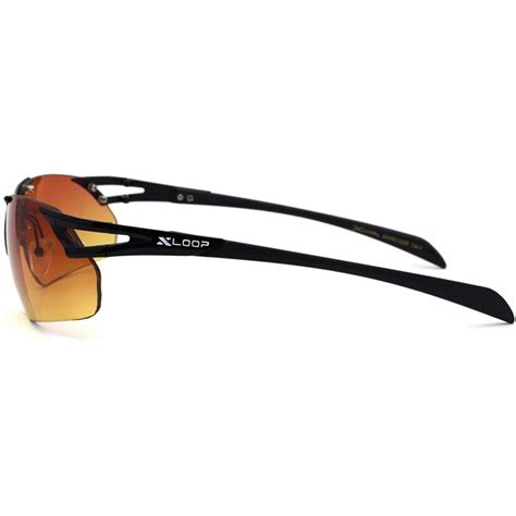 Mens HD Amber Lens Rimless Sport Warp Sunglasses - Black - CF195TN58Z3