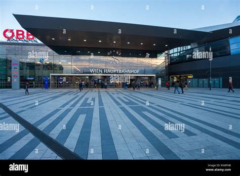 Vienna Central Station northern entrance, seen at dusk Stock Photo - Alamy