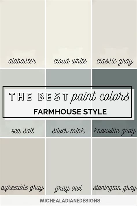 Farmhouse Paint Color Scheme, Premade Paint Palette, Sherwin Williams, Digital Download, E ...