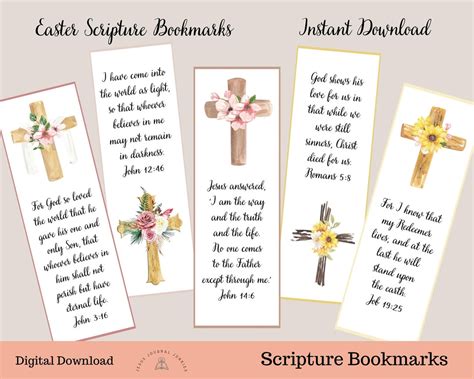 Easter Scripture Bookmark/printable Bible Verse Bookmark Set/easter Bible Verses/resurrection of ...