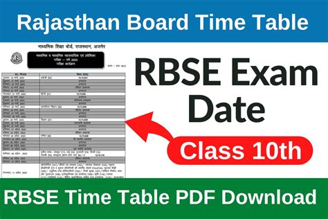 RBSE 10th Time Table 2024 PDF Download राजस्थान बोर्ड 10वी कक्षा की ...