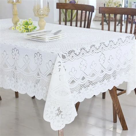 Embroidered White Lace Table Hollow Tablecloth Rectangular Party ...