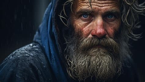 Premium AI Image | homeless person emotional editorial portrait photography