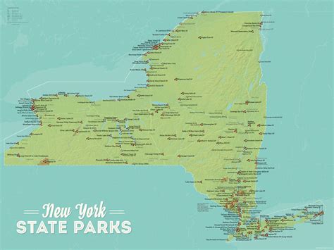 New York State Parks Map 18x24 Poster - Best Maps Ever