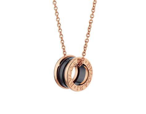 Rose gold,Ceramic B.zero1 Necklace with Black No Gemstones | Bulgari ...