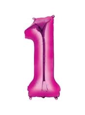 Giant Bright Pink Number 1 Balloon 13in x 34in - Party City