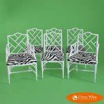 Set of 6 White Faux Bamboo Chippendale Chairs | Circa Who